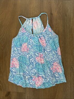 Lilly Pulitzer Pink Blue Green Shell-Print Tank Top